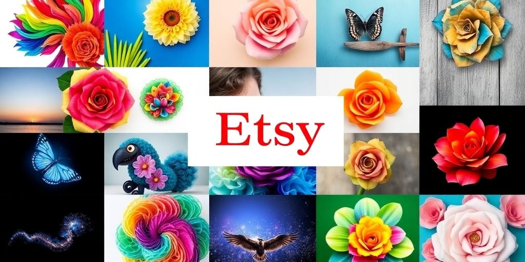 Colorful digital images collage for selling on Etsy.
