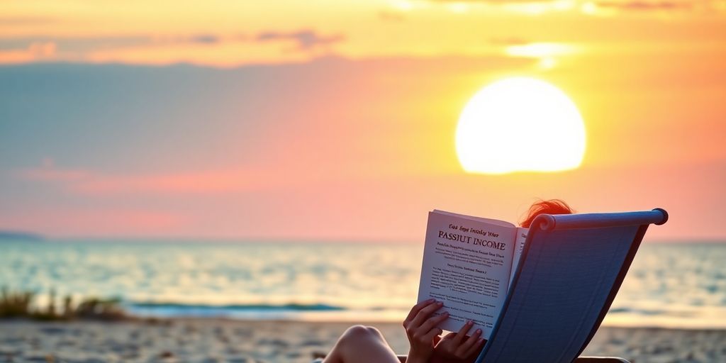 A person reading near the beach at sunrise.