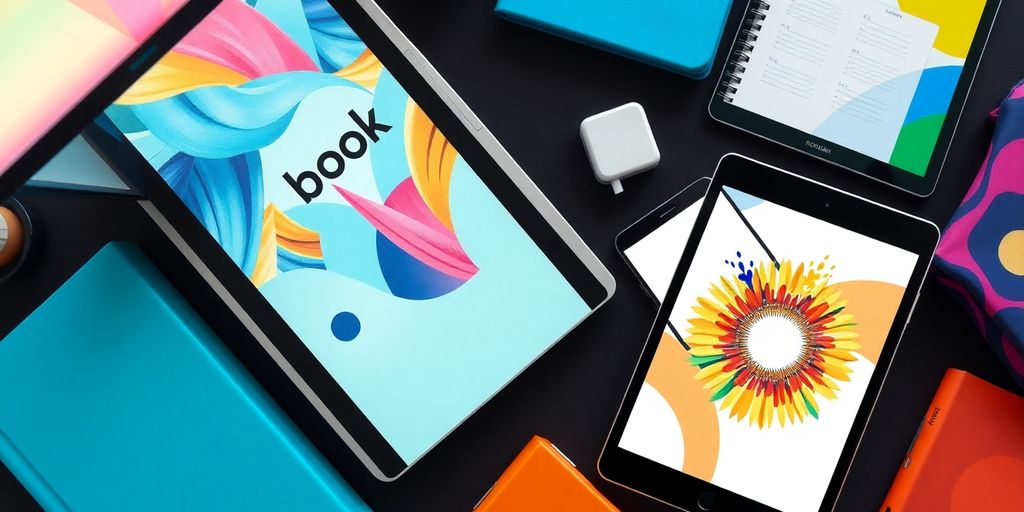 Assortment of vibrant digital product mockups.