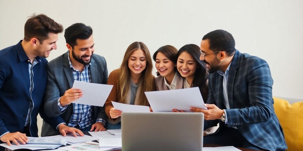 Diverse investors collaborating on stock market strategies.